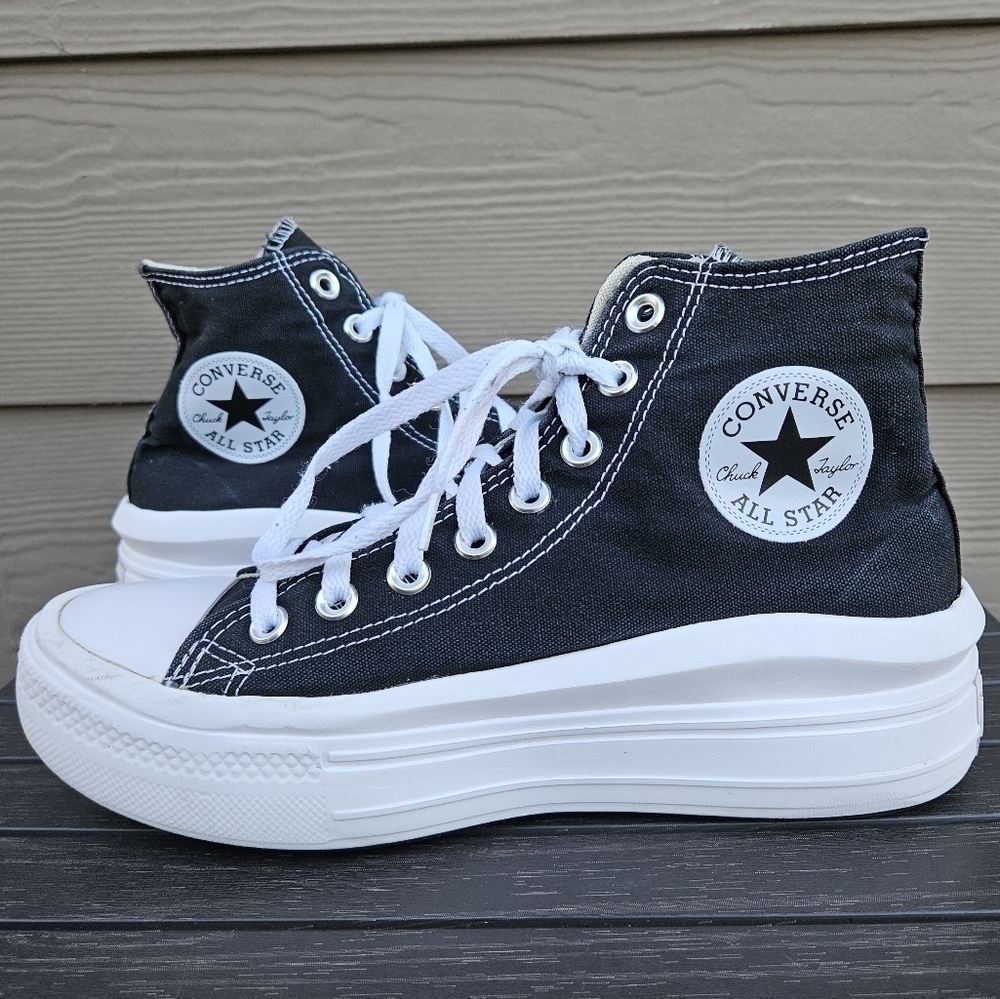 CONVERSE Chuck Taylor All Star Move Hi Black 568497C Chunky Platform Women's 9